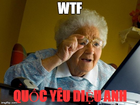 WTF QUá»C YÃŠU DIá»†U ANH | image tagged in memes,grandma finds the internet | made w/ Imgflip meme maker