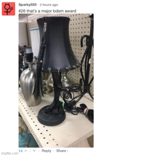 Ralphie's Dad's Dark Side | image tagged in christmas story bdsm leg lamp meme | made w/ Imgflip meme maker