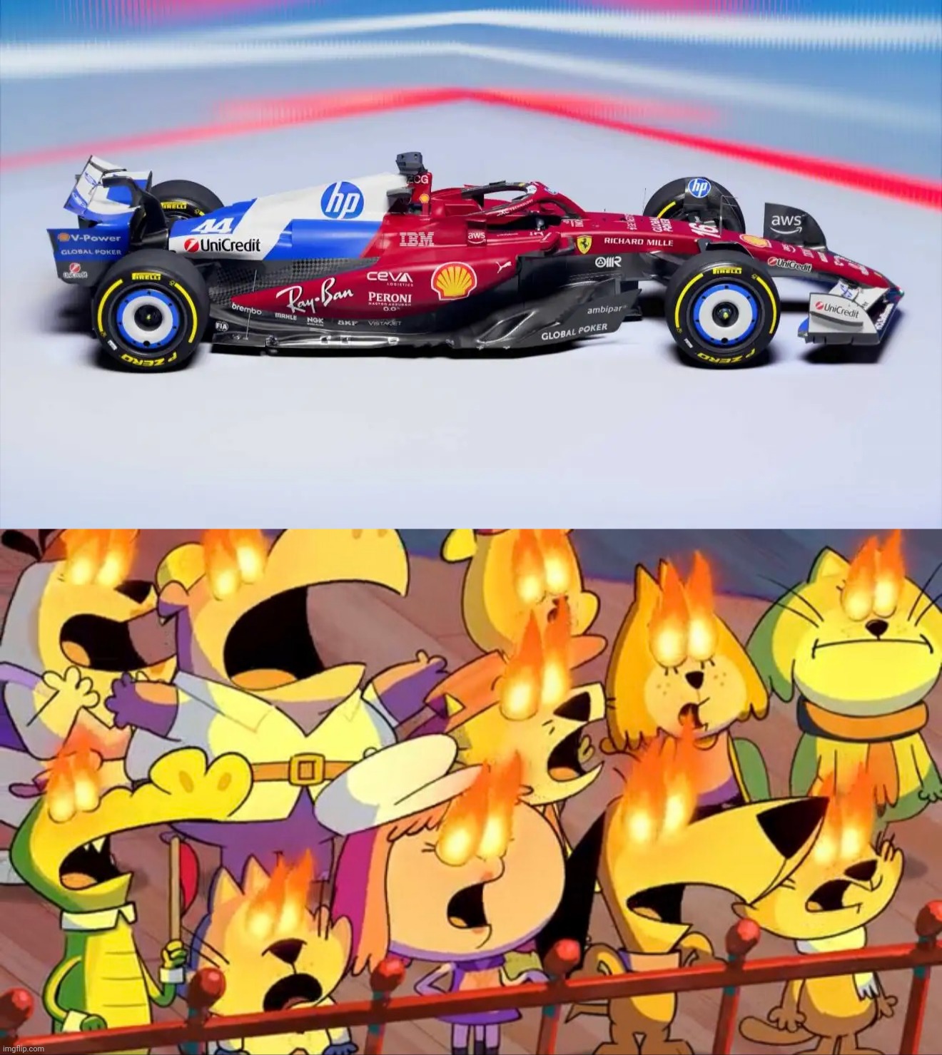 image tagged in formula 1,ferrari,red | made w/ Imgflip meme maker