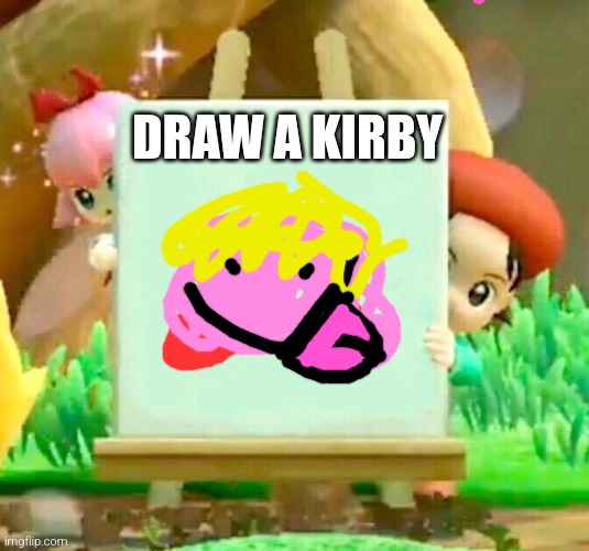 how draw a kirby | DRAW A KIRBY | image tagged in kirby star allies meme | made w/ Imgflip meme maker