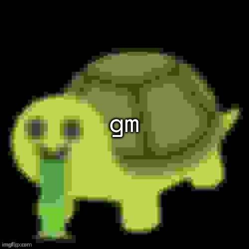 Low Quality Barfing Turtle | gm | image tagged in low quality barfing turtle | made w/ Imgflip meme maker