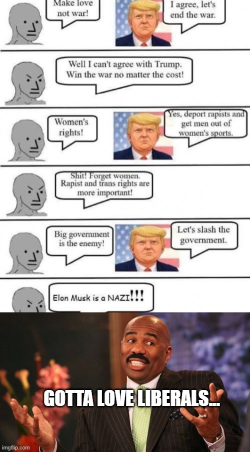 Changing their minds | GOTTA LOVE LIBERALS... | image tagged in shrug,politics,memes | made w/ Imgflip meme maker