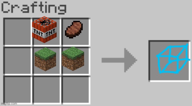 prestonplayz: cool dirt blue cube with tnt recipe | image tagged in synthesis | made w/ Imgflip meme maker