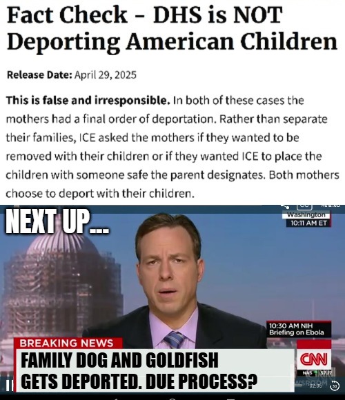 Like precious years, bitter Democrats fighting for reelection, are telling media how to spin every single non-story | NEXT UP... FAMILY DOG AND GOLDFISH GETS DEPORTED. DUE PROCESS? | image tagged in cnn breaking news template,media lies,american politics,illegal immigration | made w/ Imgflip meme maker