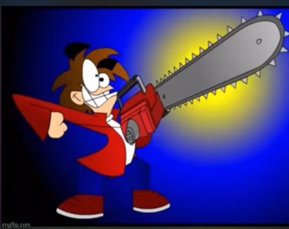 Not fry holding an chainsaw | image tagged in not fry holding an chainsaw | made w/ Imgflip meme maker