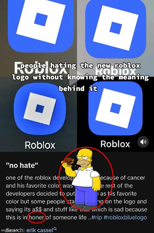 Roblox’s new logo paid homage to erik cassel?????? Nice | made w/ Imgflip meme maker