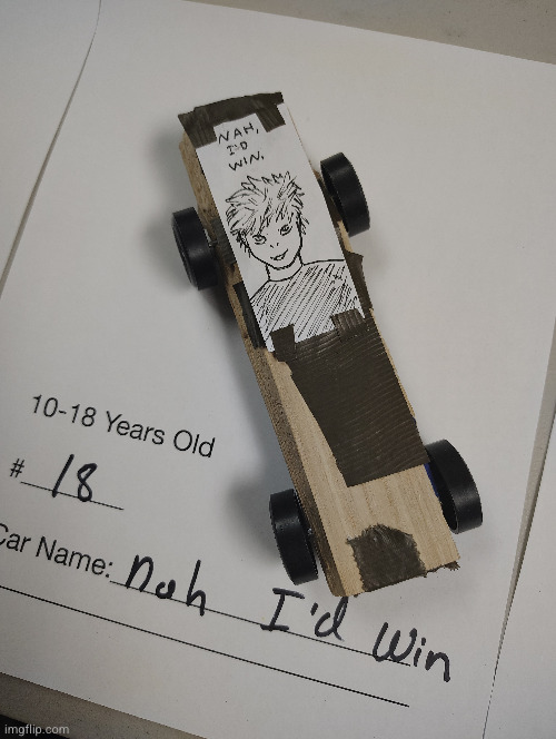 rate my derby car 1-10 | image tagged in nah i'd win,anime,jujutsu kaisen,jjk,derby car,car | made w/ Imgflip meme maker