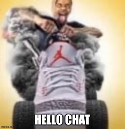 FlightReacts driving a shoe | HELLO CHAT | image tagged in flightreacts driving a shoe | made w/ Imgflip meme maker
