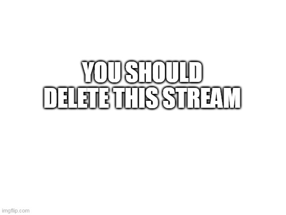 Blank White Template | YOU SHOULD DELETE THIS STREAM | image tagged in blank white template | made w/ Imgflip meme maker
