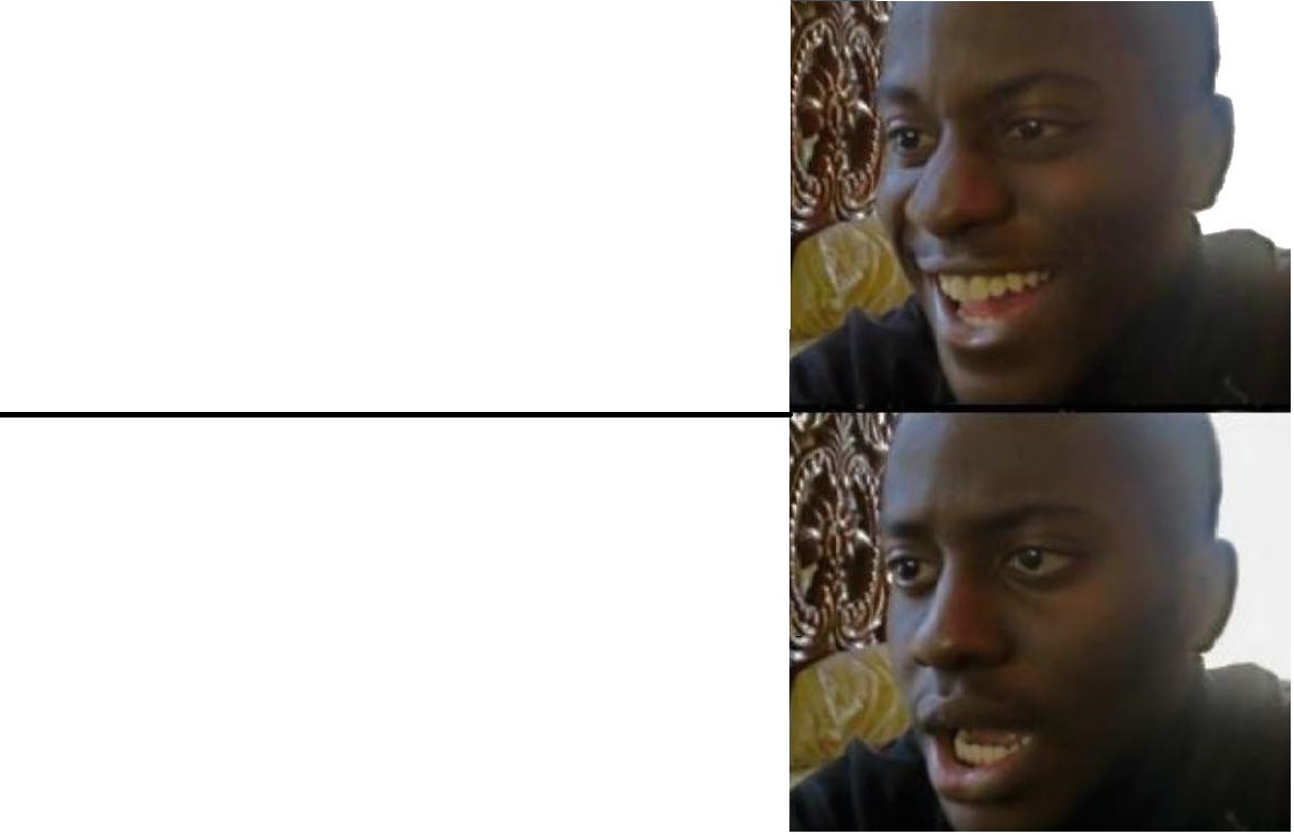 Black guy laughing then serious Blank Meme Template