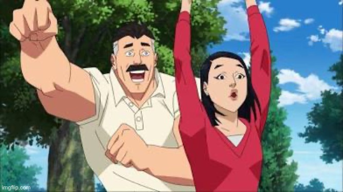 Omni Man Cheering | image tagged in omni man cheering | made w/ Imgflip meme maker