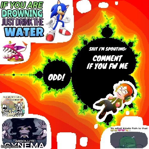 Odd Mandelbrot announcement template mii version | COMMENT IF YOU FW ME | image tagged in odd mandelbrot announcement template mii version | made w/ Imgflip meme maker