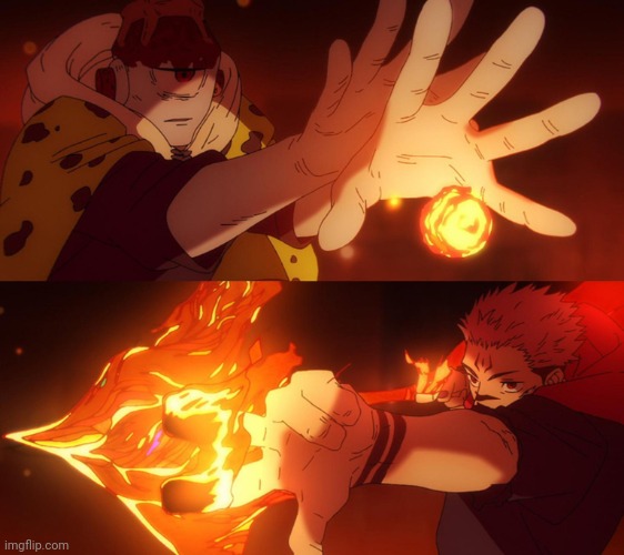 jogo vs sukuna | image tagged in jogo vs sukuna | made w/ Imgflip meme maker
