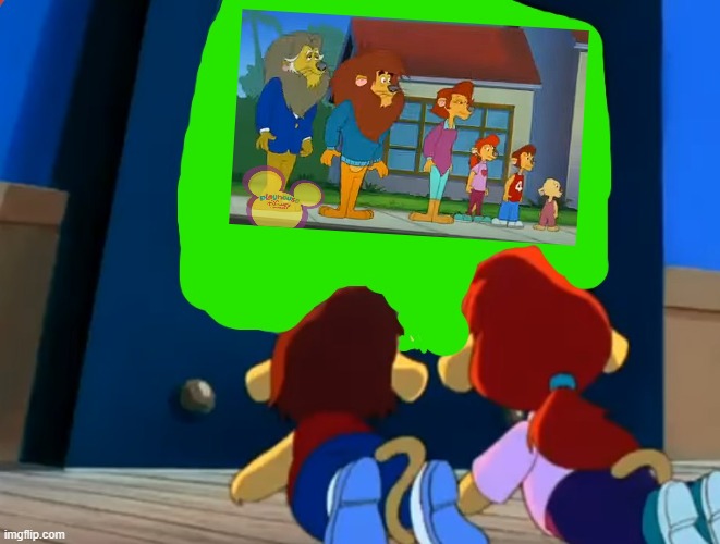 Spencer and Kate are watching their show on Playhouse Disney | image tagged in spencer lionheart and kate lionheart watching | made w/ Imgflip meme maker