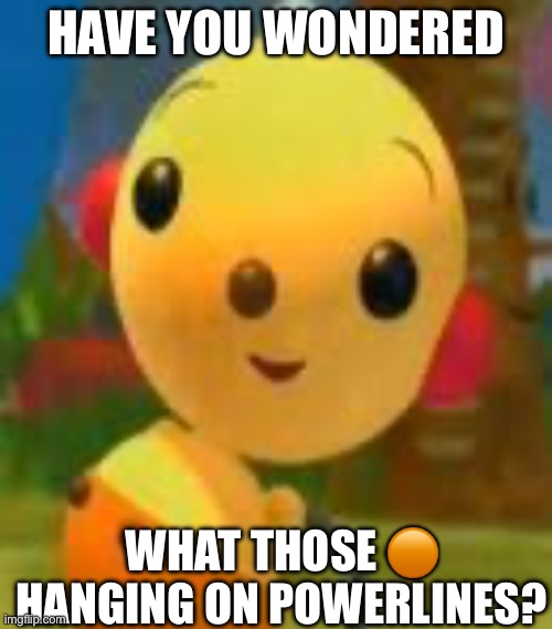 Zack D Films Will be like | HAVE YOU WONDERED; WHAT THOSE 🟠 HANGING ON POWERLINES? | image tagged in olie | made w/ Imgflip meme maker
