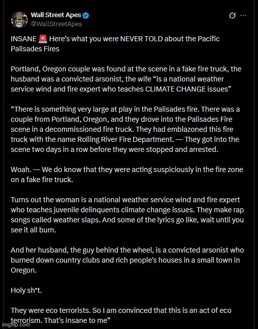 What the MSM won't tell you | image tagged in climate terrorists,california fires | made w/ Imgflip meme maker