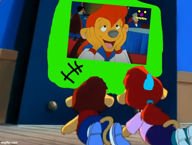 Kate gets embarrassed of herself on Playhouse Disney LA and Spencer laughs at her sister. | image tagged in spencer lionheart and kate lionheart watching | made w/ Imgflip meme maker