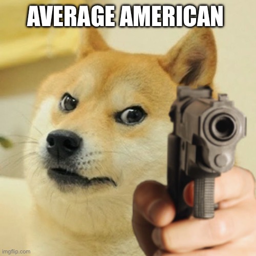 AVERAGE AMERICAN | image tagged in doge holding a gun | made w/ Imgflip meme maker