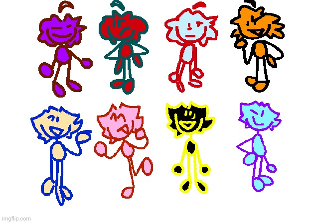 Alternate colors of scrimblo and skrunkly. (Based off of fictional characters.try to Guess if you want) | made w/ Imgflip meme maker