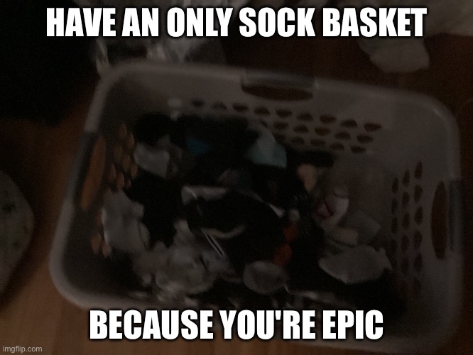 Only Socks | HAVE AN ONLY SOCK BASKET; BECAUSE YOU'RE EPIC | image tagged in socks | made w/ Imgflip meme maker