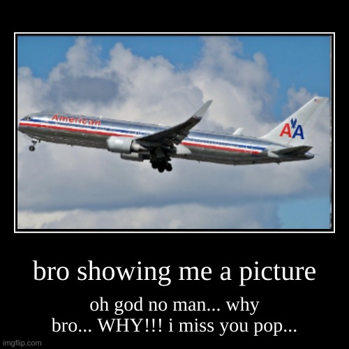 bro showing me a picture | oh god no man... why bro... WHY!!! i miss you pop... | image tagged in funny,demotivationals | made w/ Imgflip demotivational maker