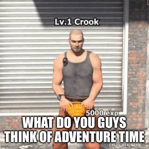 Lv 1 crook | WHAT DO YOU GUYS THINK OF ADVENTURE TIME | image tagged in lv 1 crook | made w/ Imgflip meme maker