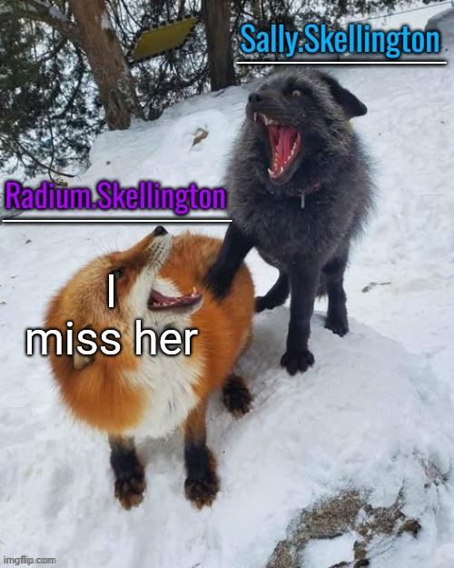 Public service announcement | I miss her | image tagged in radium and sally temp | made w/ Imgflip meme maker