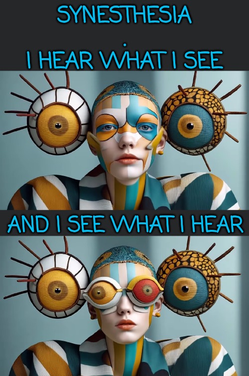 Synesthesia | SYNESTHESIA
.
I HEAR WHAT I SEE; AND I SEE WHAT I HEAR | image tagged in spectrum,neurodivergent,synesthesia | made w/ Imgflip meme maker