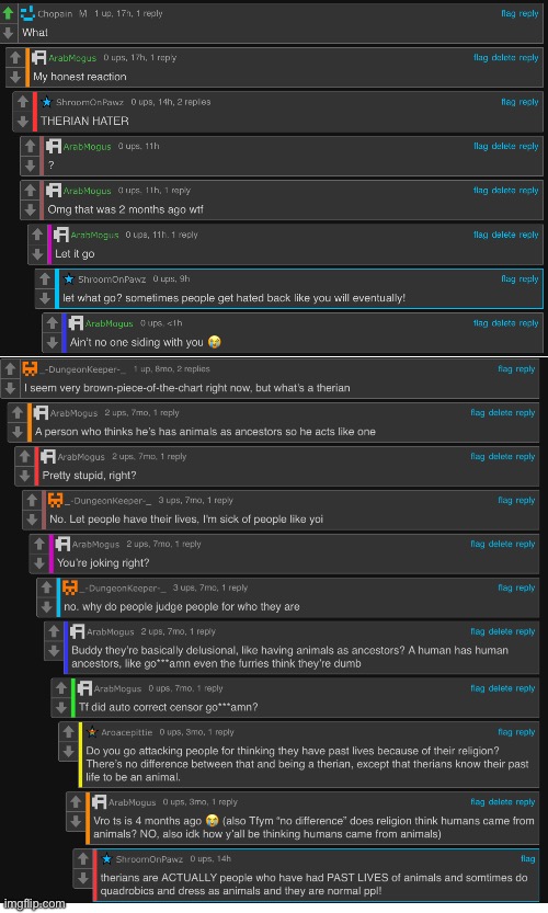 No way this guy (the one with the blue star icon) thinks therians are normal human beings ? | made w/ Imgflip meme maker