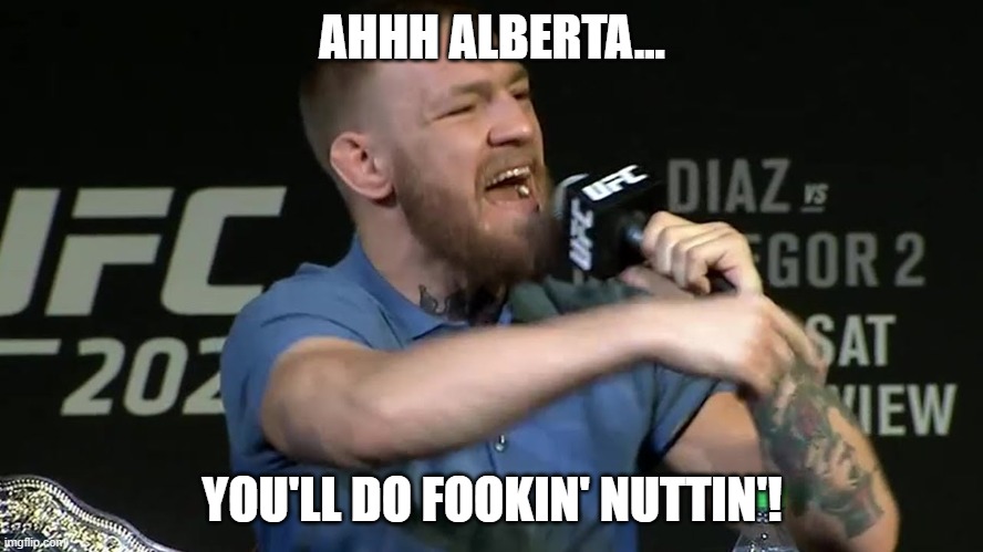 canada politics | AHHH ALBERTA... YOU'LL DO FOOKIN' NUTTIN'! | image tagged in political meme | made w/ Imgflip meme maker