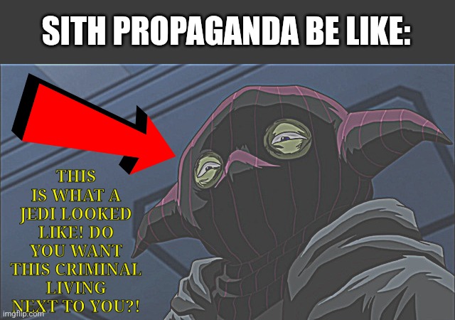 THIS IS WHAT A JEDI LOOKED LIKE! DO YOU WANT THIS CRIMINAL LIVING NEXT TO YOU?! SITH PROPAGANDA BE LIKE: | image tagged in memes,yoda,thief | made w/ Imgflip meme maker