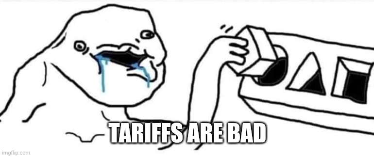 Brainlet wojak constructor | TARIFFS ARE BAD | image tagged in brainlet wojak constructor | made w/ Imgflip meme maker