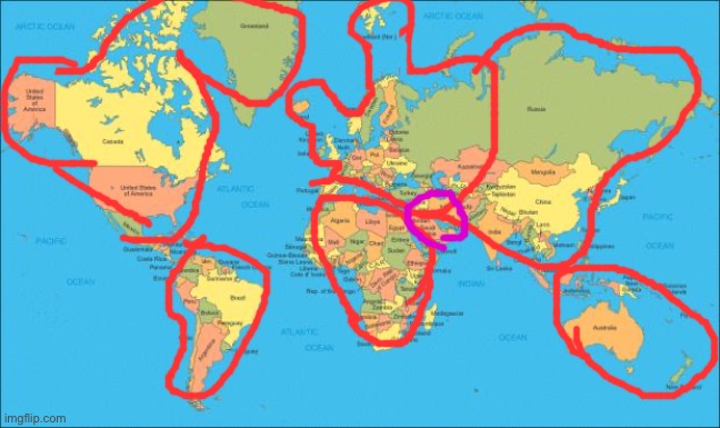 What continent is ?? in | image tagged in world map | made w/ Imgflip meme maker