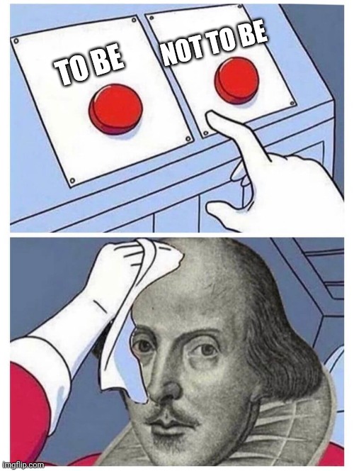 To Be or Not To Be Two Buttons | NOT TO BE; TO BE | image tagged in to be or not to be two buttons | made w/ Imgflip meme maker