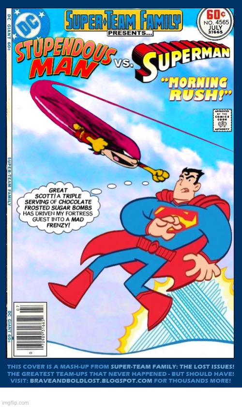 Our pint-sized protagonist meets “The Man of Steel”… | image tagged in calvin and hobbes,stupendous man,superman,dc comics,mashup | made w/ Imgflip meme maker