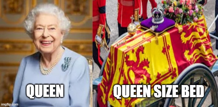 Queen | QUEEN SIZE BED; QUEEN | image tagged in dark humor | made w/ Imgflip meme maker