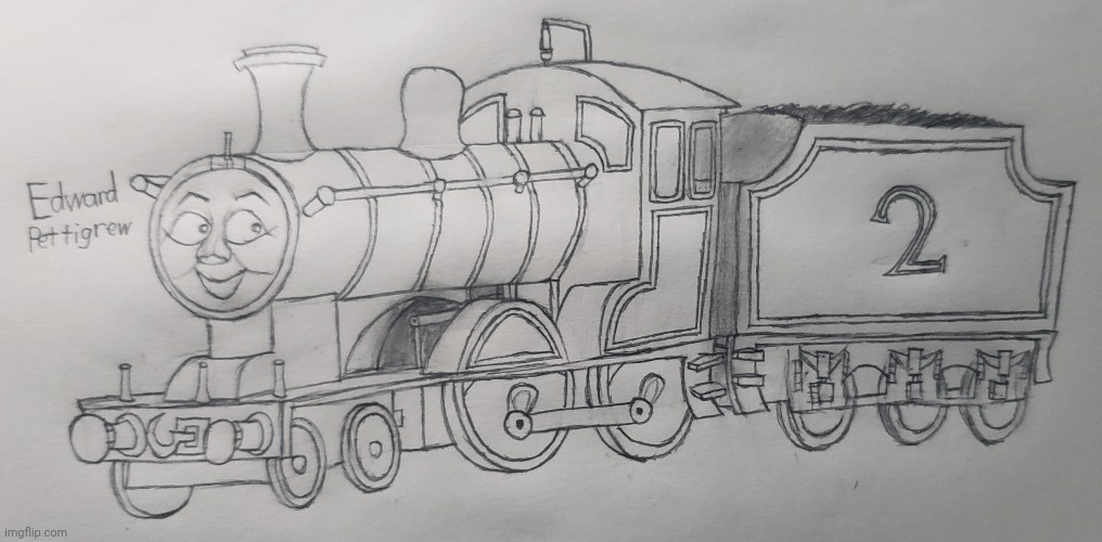 Day 2 of drawing the Eight Famous Engines | image tagged in thomas the tank engine,retake,drawing | made w/ Imgflip meme maker