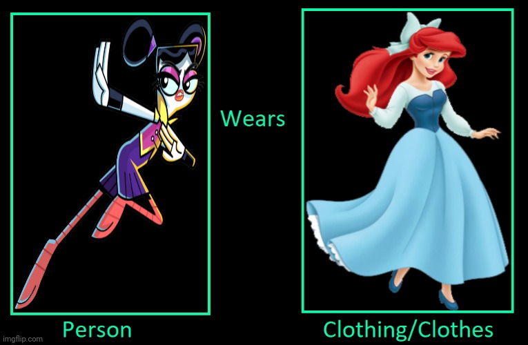 Flick Feathers Wears Ariel's Blue Dress | image tagged in what if a person who wears clothes outfit,the little mermaid,ariel,disney princess,flick feathers,chuck chicken | made w/ Imgflip meme maker