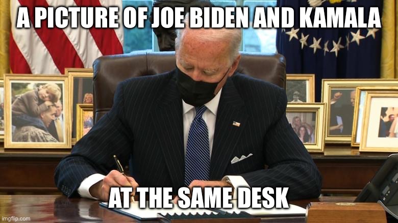 Joe Biden Executive Order | A PICTURE OF JOE BIDEN AND KAMALA; AT THE SAME DESK | image tagged in joe biden executive order | made w/ Imgflip meme maker