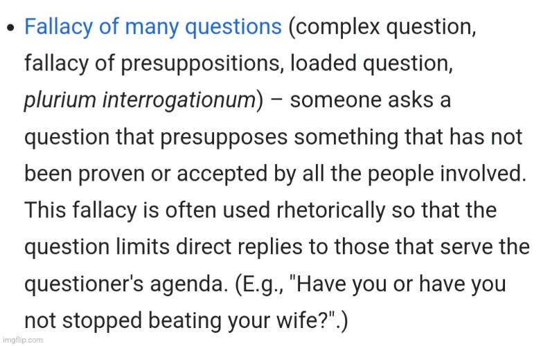 Fallacy of many questions | made w/ Imgflip meme maker