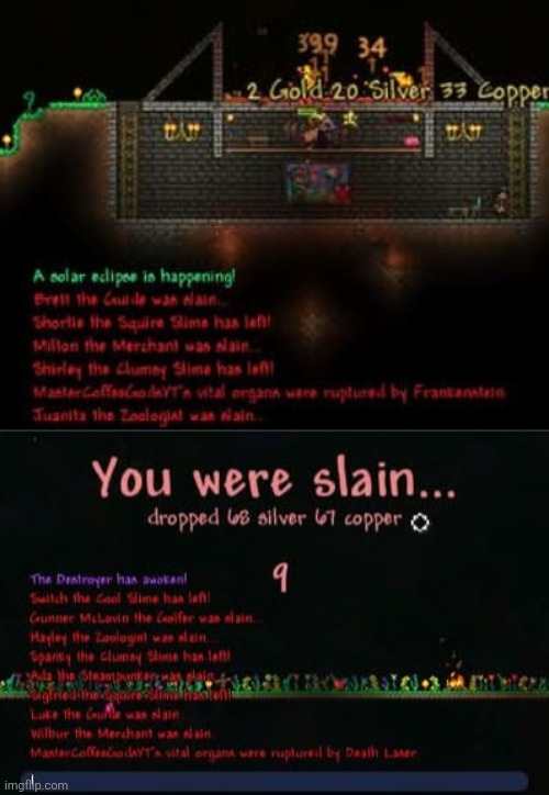 Average day of Master Mode | image tagged in terraria,master mode,gaming,video games,nintendo switch,screenshots | made w/ Imgflip meme maker