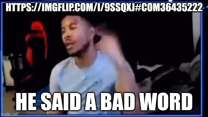 Mods ban him | HTTPS://IMGFLIP.COM/I/9SSQXJ#COM36435222; HE SAID A BAD WORD | image tagged in mods ban him | made w/ Imgflip meme maker