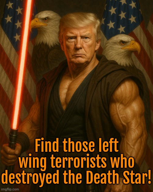 I offer my thoughts and prayers for the families of the victims. | Find those left wing terrorists who destroyed the Death Star! | image tagged in sith lord trump,star wars rebels,science fiction,misinformation,spinning,media bias | made w/ Imgflip meme maker