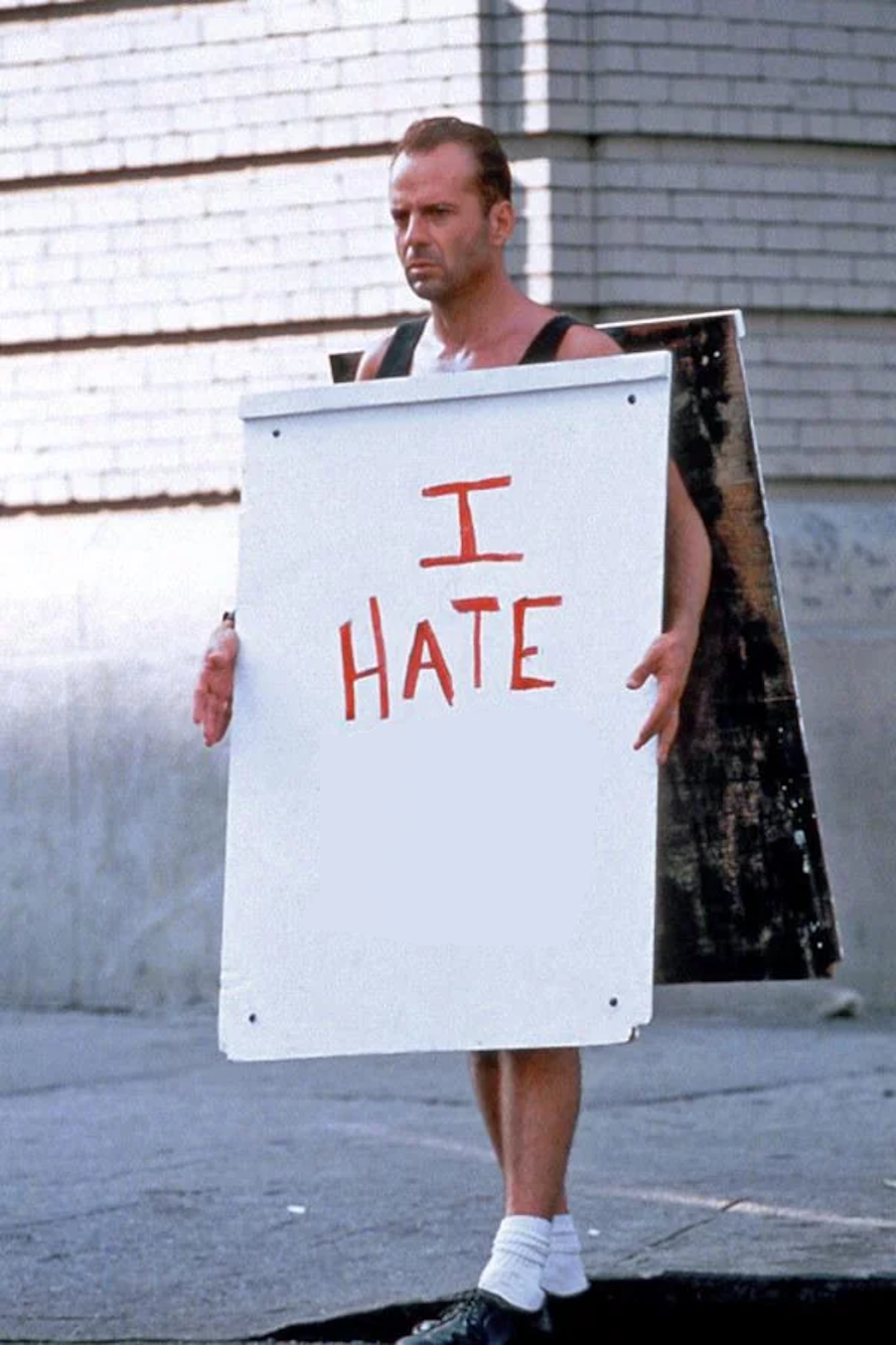 Bruce Willis Hates X Blank Meme Template