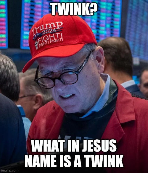 Who twunk? | TWINK? WHAT IN JESUS NAME IS A TWINK | image tagged in maga confusd | made w/ Imgflip meme maker