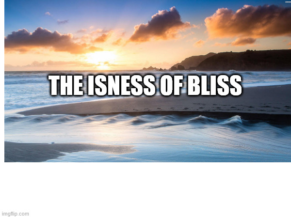 The Isness Of Bliss | THE ISNESS OF BLISS | image tagged in meditation | made w/ Imgflip meme maker