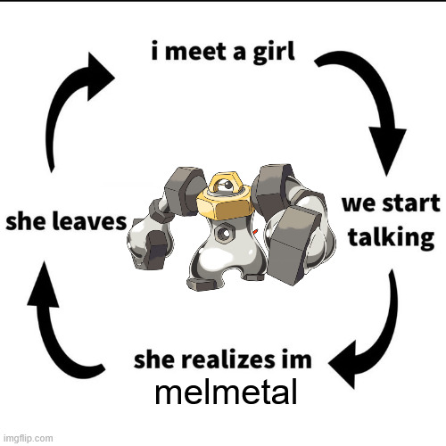 MELMETAL!!!!!! | melmetal | image tagged in i meet a girl | made w/ Imgflip meme maker