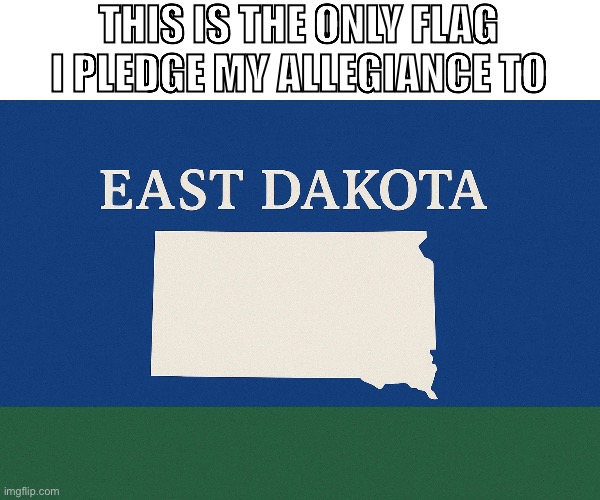 east dakota | THIS IS THE ONLY FLAG I PLEDGE MY ALLEGIANCE TO | image tagged in meme | made w/ Imgflip meme maker