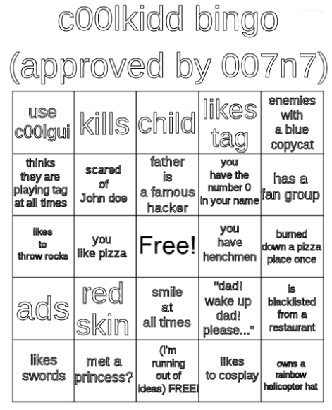 High Quality c00lkidd bingo! Blank Meme Template