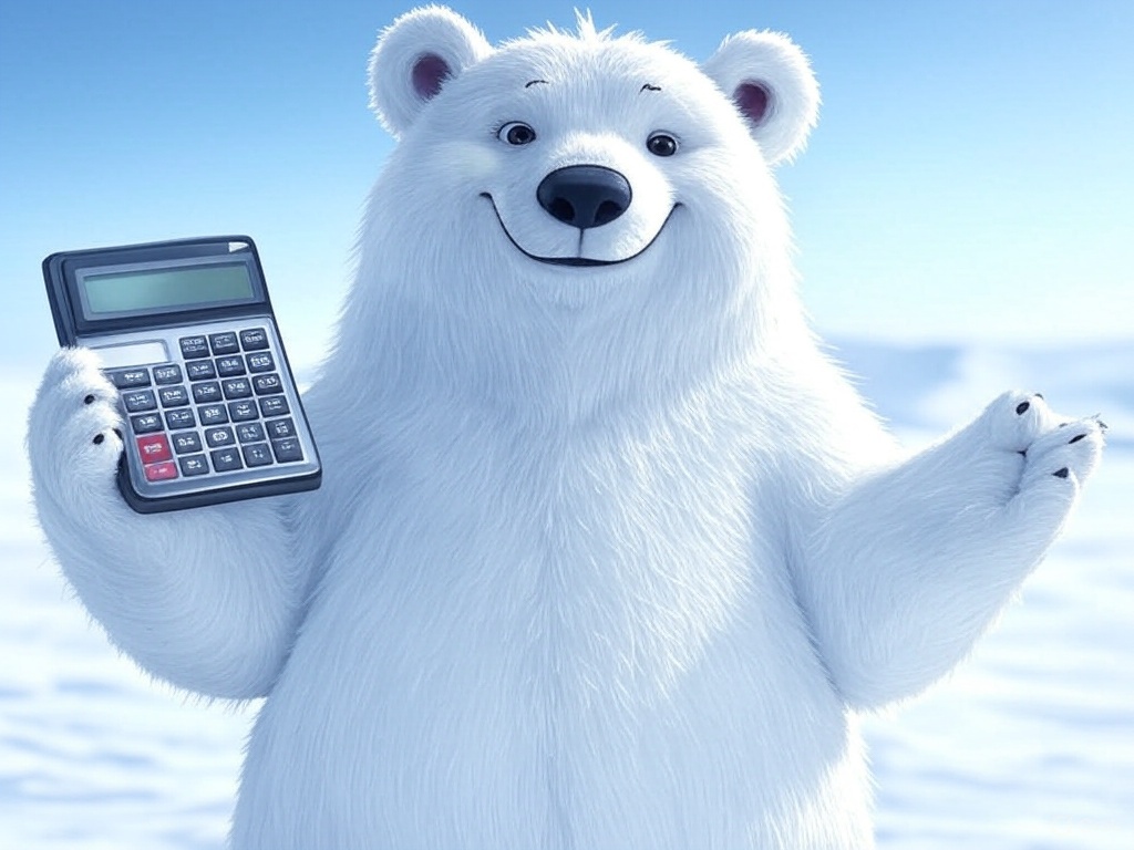 polar bear smiling and holding a calculator Blank Meme Template